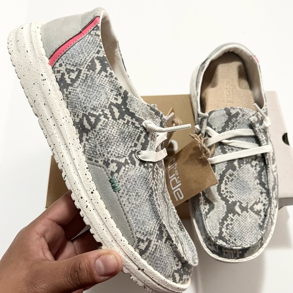 Hey Dude | Jungle Grey Wendy Snake Print  Slip On Loafers Shoes - Picture 1 of 4